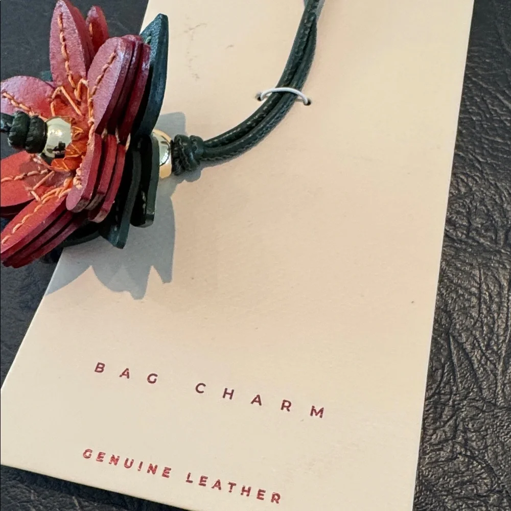 Camila Coelho Red Leather Flower Pendant with Green Cord - Picture 4 of 6